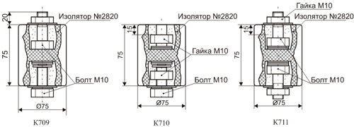 Рис.1. Габаритные размеры армированных изоляторов